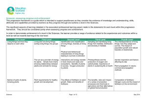 This progression framework is a guide which is intended to... Sciences: assessing progress and achievement