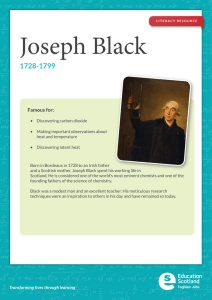 Joseph Black 1728-1799 Famous for: