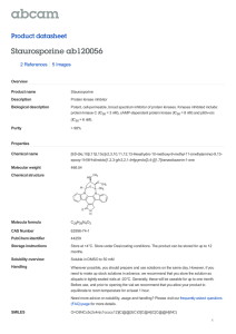 Staurosporine ab120056 Product datasheet 2 References 5 Images