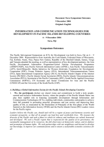 INFORMATION AND COMMUNICATION TECHNOLOGIES FOR DEVELOPMENT IN PACIFIC ISLANDS DEVELOPING COUNTRIES