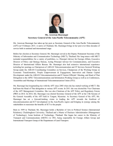 Ms. Areewan Haorangsi Secretary General of the Asia-Pacific Telecommunity (APT)