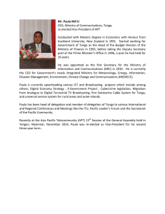 Mr. Paula MA'U    CEO, Ministry of Communications, Tonga,   re‐elected Vice President of APT 