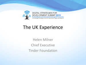 The UK Experience Helen Milner Chief Executive Tinder Foundation