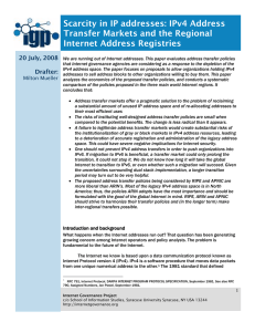 Scarcity in IP addresses: IPv4 Address Transfer Markets and the Regional