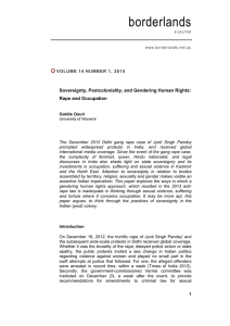 borderlands  Sovereignty, Postcoloniality, and Gendering Human Rights: Rape and Occupation