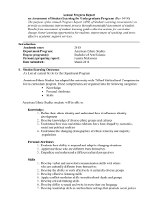 Annual Progress Report on Assessment of Student Learning for Undergraduate Programs