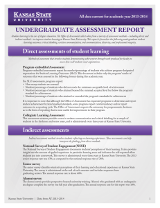 UNDERGRADUATE ASSESSMENT REPORT All data current for academic year 2013-2014