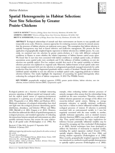 Spatial Heterogeneity in Habitat Selection: Nest Site Selection by Greater Prairie-Chickens Habitat Relations