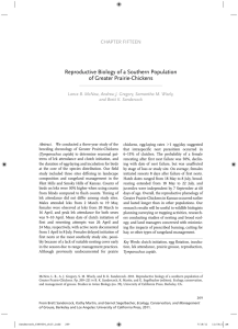 Reproductive Biology of a Southern Population of Greater Prairie-Chickens CHAPTER FIFTEEN