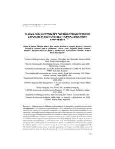 PLASMA CHOLINESTERASES FOR MONITORING PESTICIDE EXPOSURE IN NEARCTIC-NEOTROPICAL MIGRATORY SHOREBIRDS