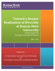 Toward	a	Deeper Realization	of	Diversity at	Kansas	State University
