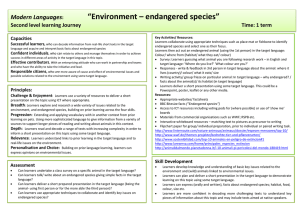 “Environment – endangered species” Modern Languages :