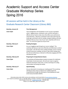 Academic Support and Access Center Graduate Workshop Series  Spring 2016