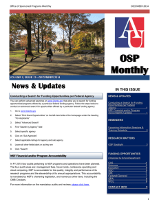 OSP Monthly News &amp; Updates IN THIS ISSUE
