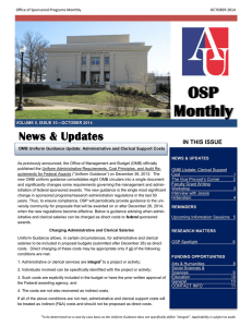 OSP Monthly News &amp; Updates IN THIS ISSUE