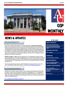 OSP  Monthly News &amp; Updates
