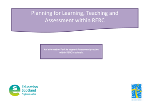 Planning for Learning, Teaching and Assessment within RERC within RERC in schools.