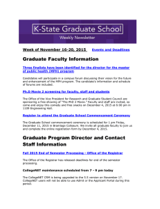 Graduate Faculty Information  Events and Deadlines