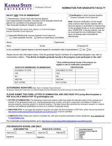 NOMINATION FOR GRADUATE FACULTY