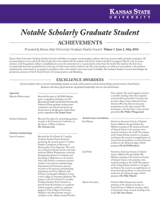 Notable Scholarly Graduate Student ACHIEVEMENTS Volume 7, Issue 1, May 2016