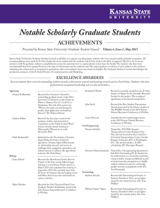 Notable Scholarly Graduate Students ACHIEVEMENTS Volume 6, Issue 1, May 2015