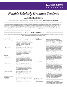 Notable Scholarly Graduate Students ACHIEVEMENTS Volume 4, Issue 2, May 2014