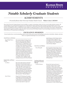 Notable Scholarly Graduate Students ACHIEVEMENTS Volume 5, Issue 3, Fall 2013