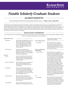 Notable Scholarly Graduate Students ACHIEVEMENTS Volume 4, Issue 2, May 2013