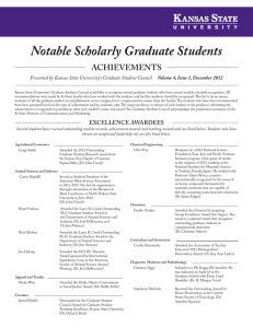 Notable Scholarly Graduate Students ACHIEVEMENTS Volume 4, Issue 1, December 2012
