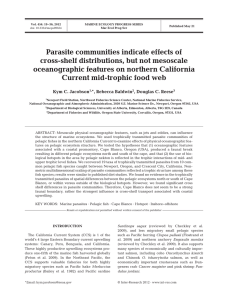 Parasite communities indicate effects of cross-shelf distributions, but not mesoscale