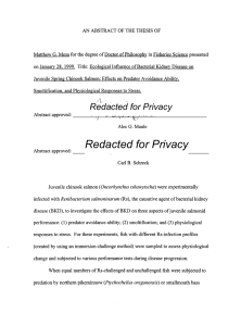Matthew G. Mesa for the degree of Doctor of Philosophy... on January 28. 1999. Title: Ecological Influence of Bacterial Kidney...