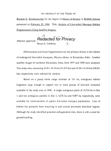 Ramesh S. Krishnamurthy for the degree of Master of Science... presented on February 25, 1994. Title: Analysis of Lion-tailed Macaque...