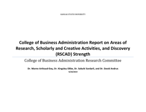 College of Business Administration Report on Areas of