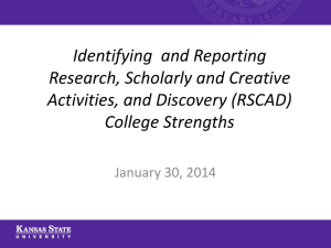 Identifying  and Reporting Research, Scholarly and Creative Activities, and Discovery (RSCAD)