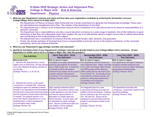 K-State 2025 Strategic Action and Alignment Plan Department:  Physics