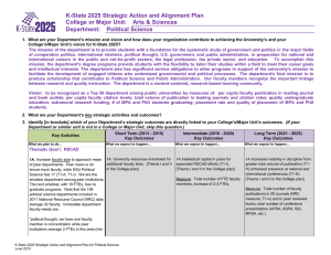 K-State 2025 Strategic Action and Alignment Plan Department:  Political Science