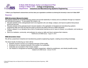 K-State 2025 Strategic Action and Alignment Plan College or Major Unit: Department: