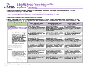 K-State 2025 Strategic Action and Alignment Plan Department:  Gerontology