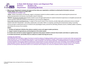 K-State 2025 Strategic Action and Alignment Plan Division: Student Life