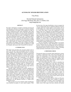 AUTOMATIC SINGER IDENTIFICATION  Hewlett-Packard Laboratories