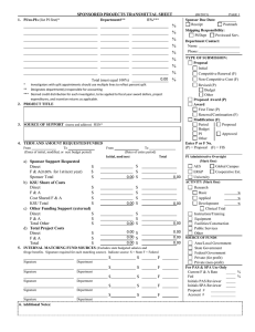 % SPONSORED PROJECTS TRANSMITTAL SHEET