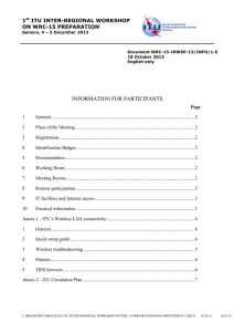 1 ITU INTER-REGIONAL WORKSHOP