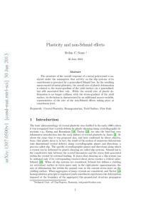 Plasticity and non-Schmid effects Stefan C. Soare