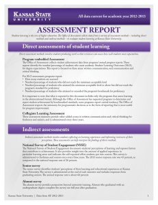 ASSESSMENT REPORT All data current for academic year 2012-2013