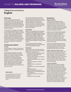 English MAJORS AND PROGRAMS GUIDE TO College of Arts and Sciences