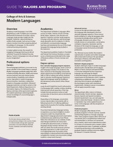 Modern Languages MAJORS AND PROGRAMS GUIDE TO College of Arts &amp; Sciences
