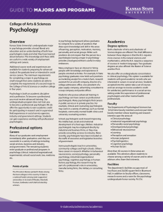 Psychology MAJORS AND PROGRAMS GUIDE TO College of Arts &amp; Sciences