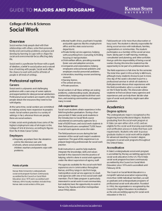 Social Work MAJORS AND PROGRAMS GUIDE TO College of Arts &amp; Sciences
