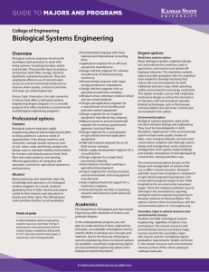 Biological Systems Engineering MAJORS AND PROGRAMS GUIDE TO College of Engineering