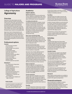 Agronomy MAJORS AND PROGRAMS GUIDE TO College of Agriculture